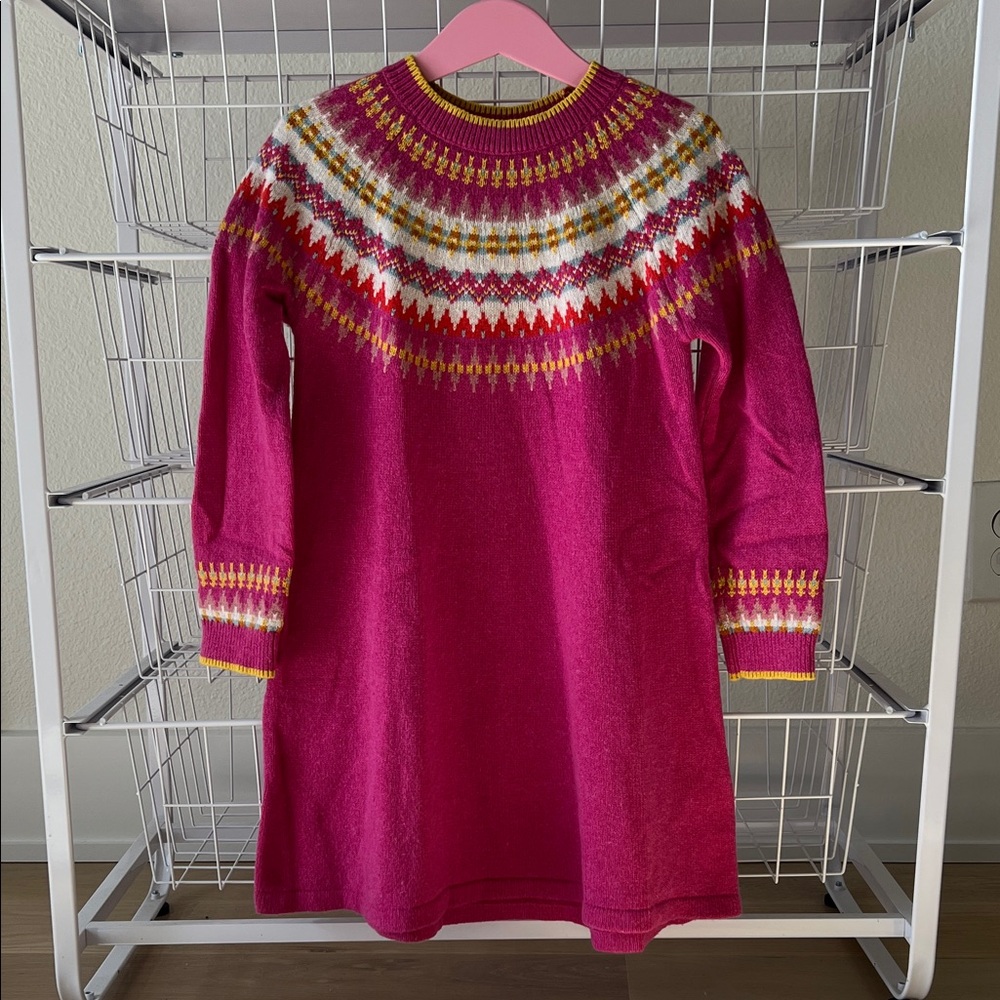 Mini Boden Pink Fair Isle Knitted Dress